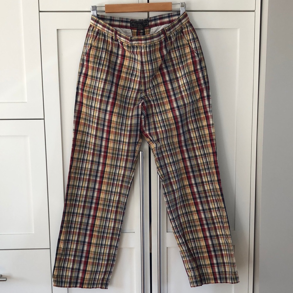 Abercrombie & Fitch Madras Plaid Generous Fit Cotton Pants Size 8